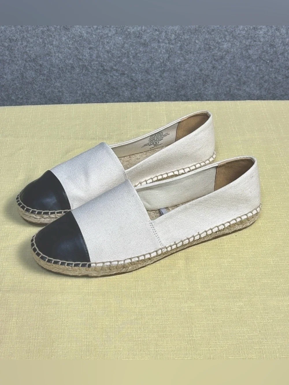 J. Crew 8 Cap Toe Canvas Espadrilles Black Cream Preppy Nautical Resortwear New